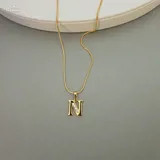 Gold Stoned Alphabet Necklace view 14