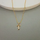 Gold Stoned Alphabet Necklace view 26