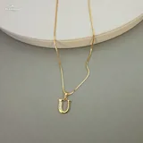 Gold Stoned Alphabet Necklace view 18