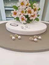 Pearl Dangle Loop Earrings view 1