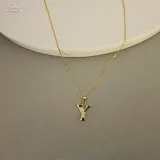 Gold Stoned Alphabet Necklace view 24